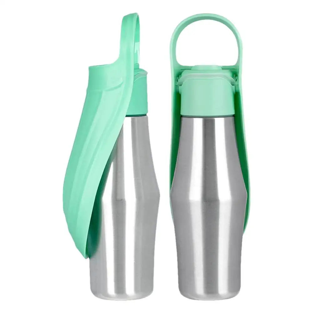 Dog Water Bottle 27Oz Stainless Steel Travel Water Dispenser Pet Supplies 2 in 1 Dog Water Bowl with Leaf Shape for Small Medium