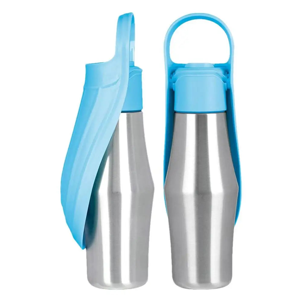 Dog Water Bottle 27Oz Stainless Steel Travel Water Dispenser Pet Supplies 2 in 1 Dog Water Bowl with Leaf Shape for Small Medium