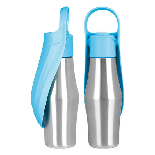 Dog Water Bottle 27Oz Stainless Steel Travel Water Dispenser Pet Supplies 2 in 1 Dog Water Bowl with Leaf Shape for Small Medium