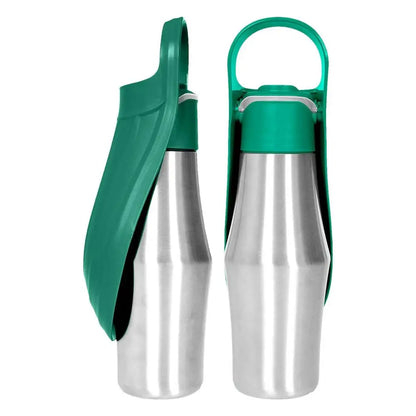 Dog Water Bottle 27Oz Stainless Steel Travel Water Dispenser Pet Supplies 2 in 1 Dog Water Bowl with Leaf Shape for Small Medium