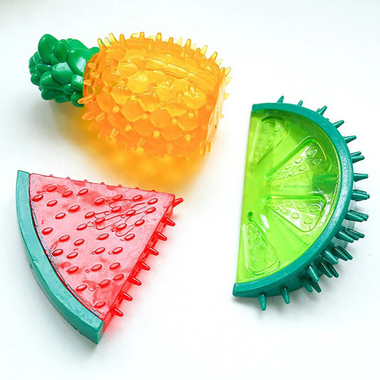 Pet Cooling Chew Toy Reusable Dog Cat Toy Clean Teething Summer Cooling Watermelon Pineapple Durable Ice Frozen Fruit Shape Toys
